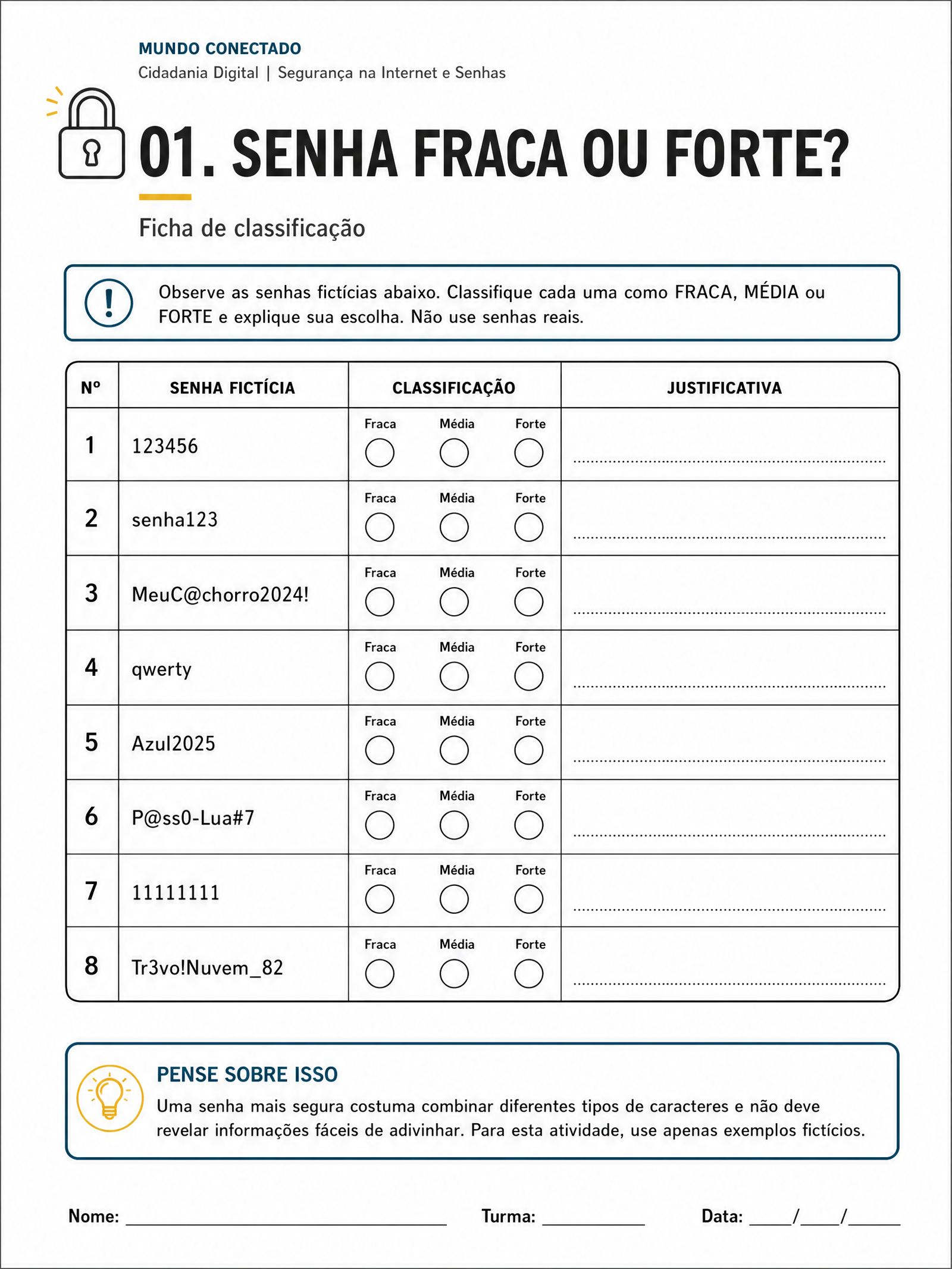 Atividade 01: Senha Forte