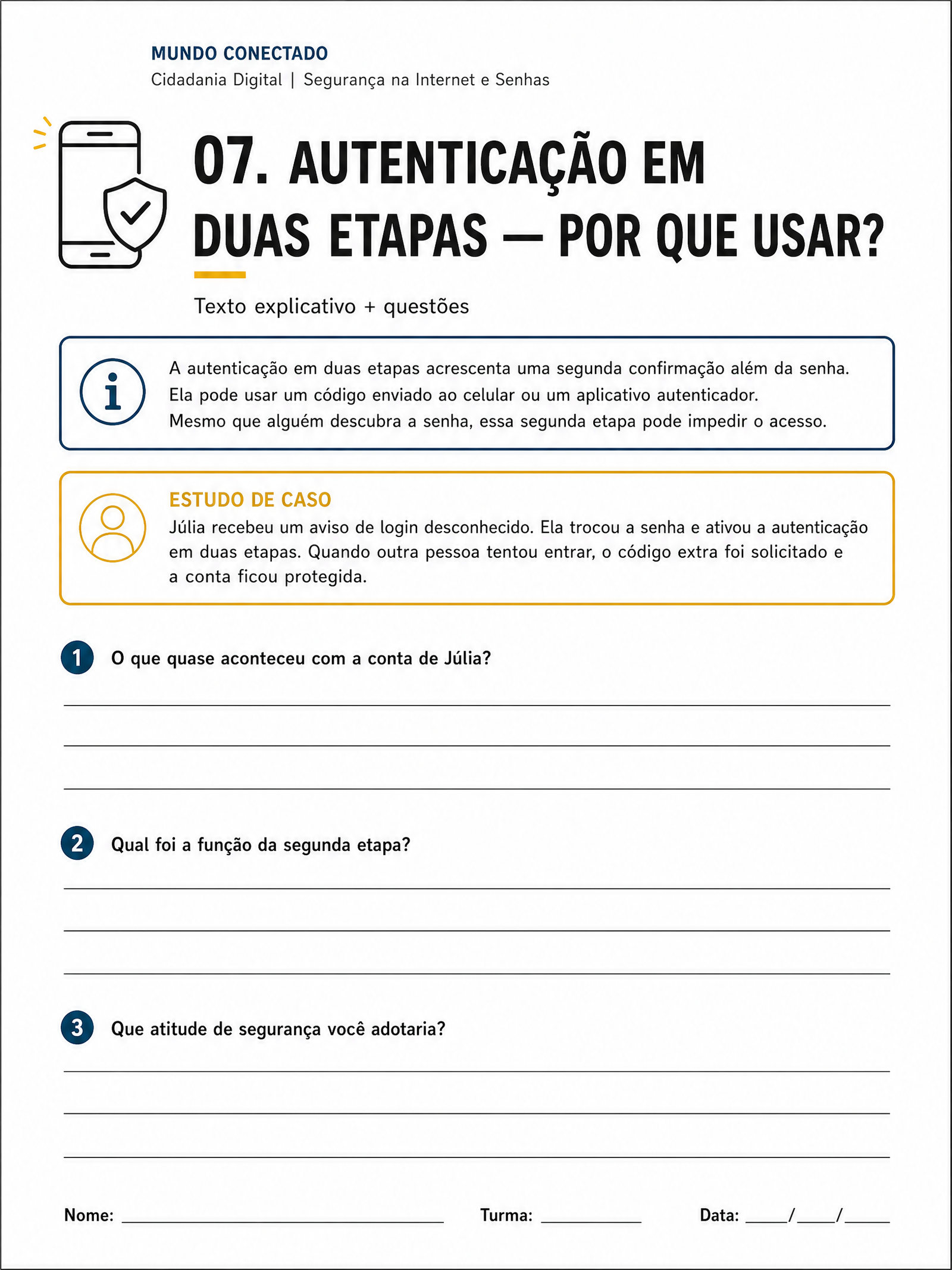 Atividade 07: Autenticação em Duas Etapas