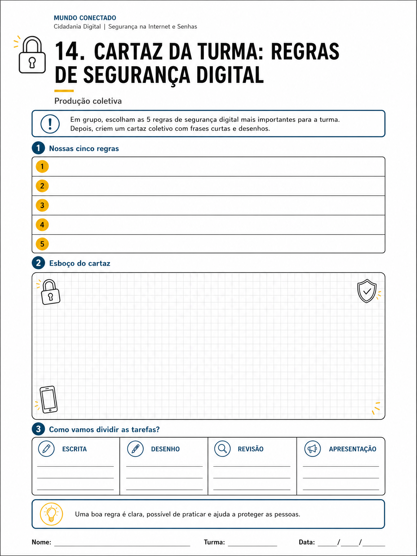 Atividade 14: Cartaz de Regras de Segurança